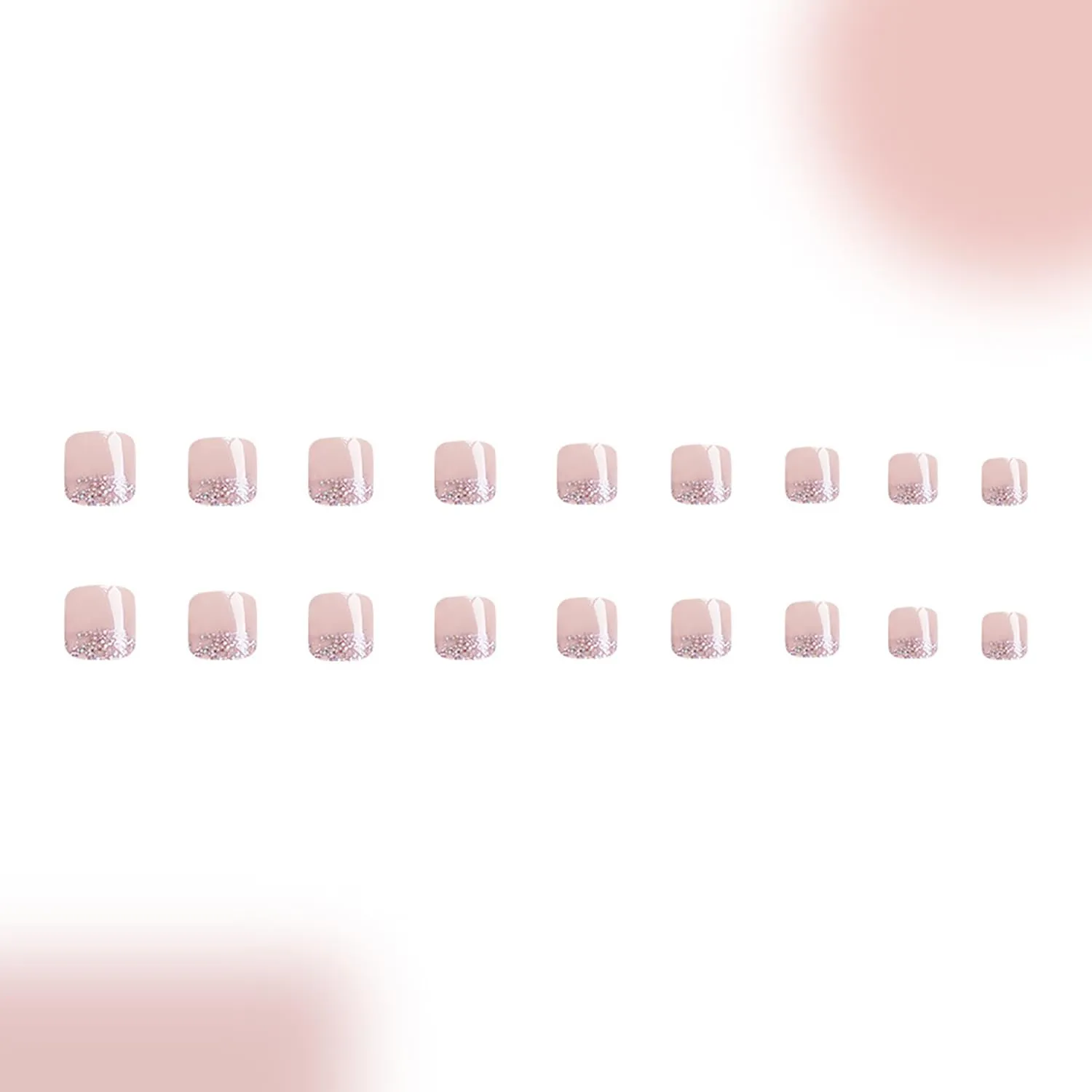 24 Pcs Square Press on Toenails Nude Glitter Fake Toe Nails Sparkle False Toenails Artificial Acrylic Toenails with Design Sequins Toe Press on Nails Glossy Full Cover Glue on Toe Nails for Women