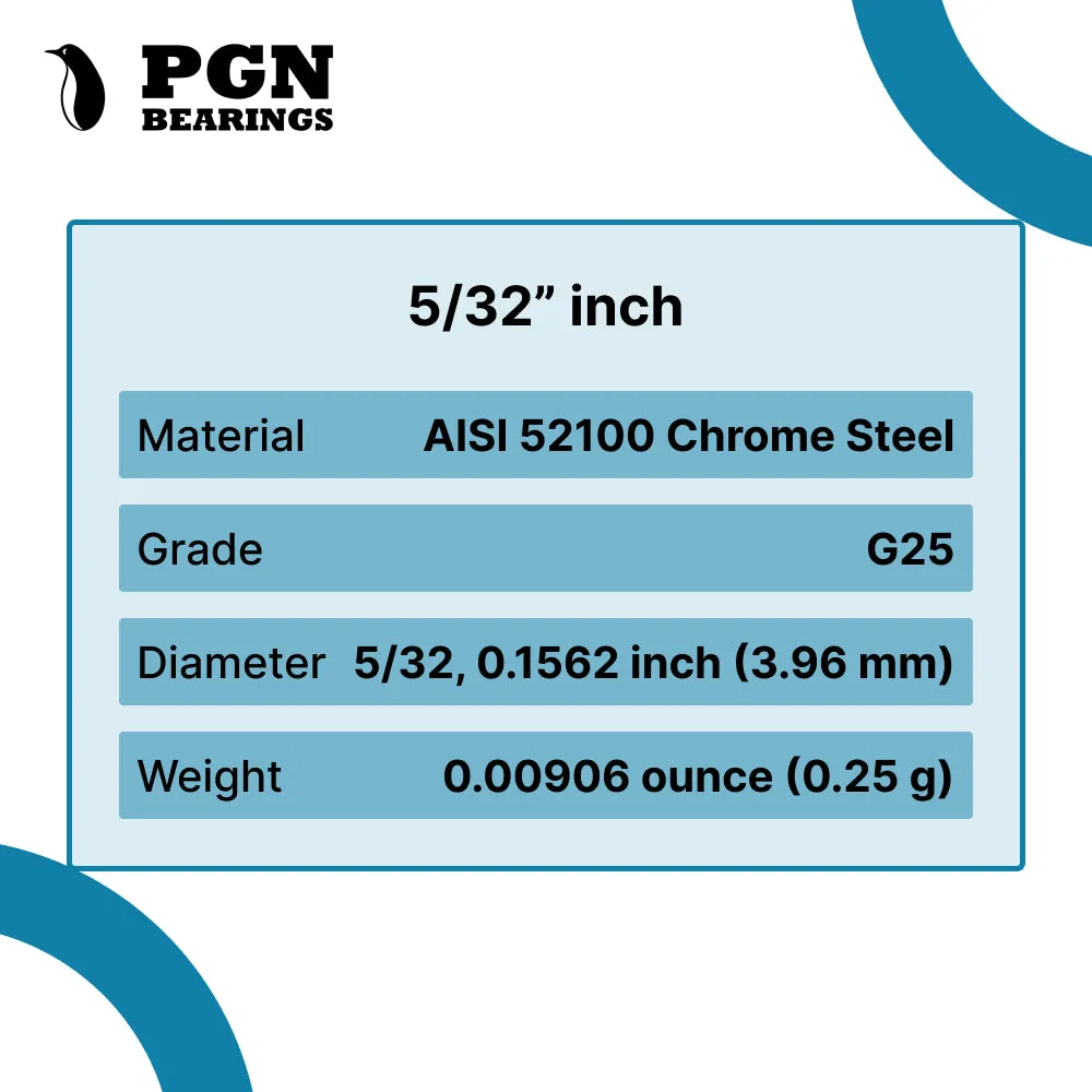 5/32" Inch G25 Precision Chrome Steel Bearing Balls