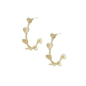 Adorned Open Heart Hoop Earrings, Gold