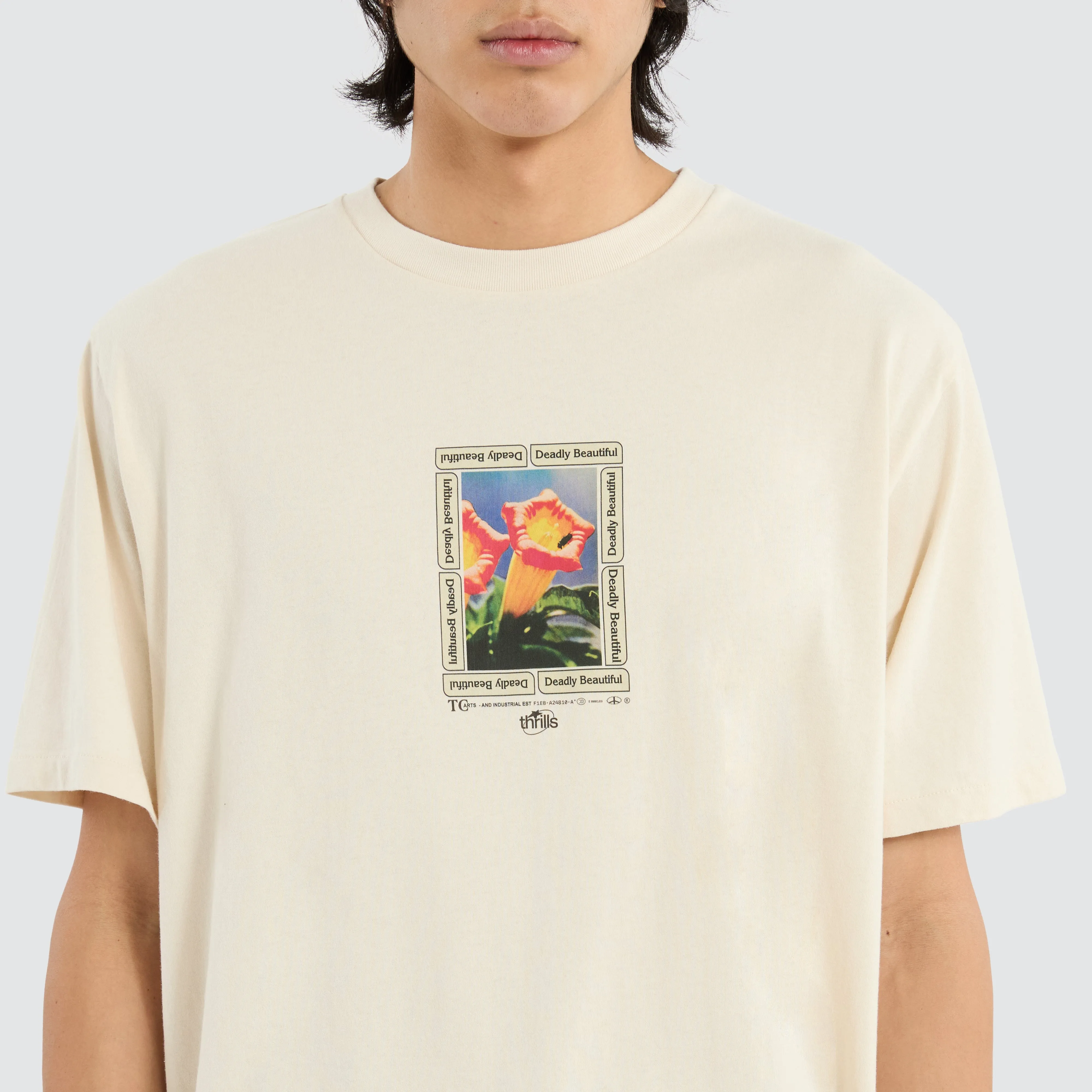 Beautifully Deadly Merch Tee Heritage White