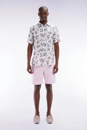Bermuda à taille élastiquée en lyocell et coton stretch rose