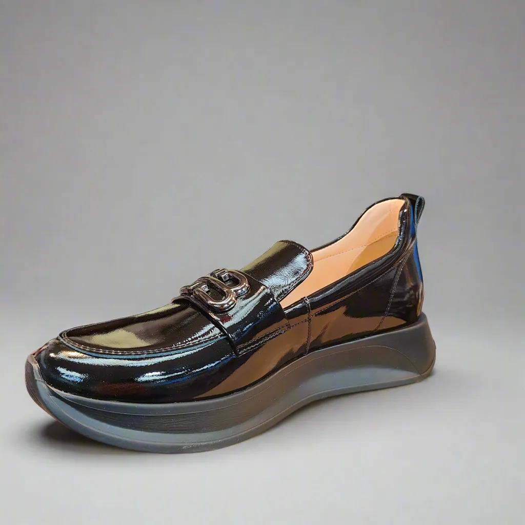 Bioeco Sporty Loafer Black Patent Leather Slip On 6754