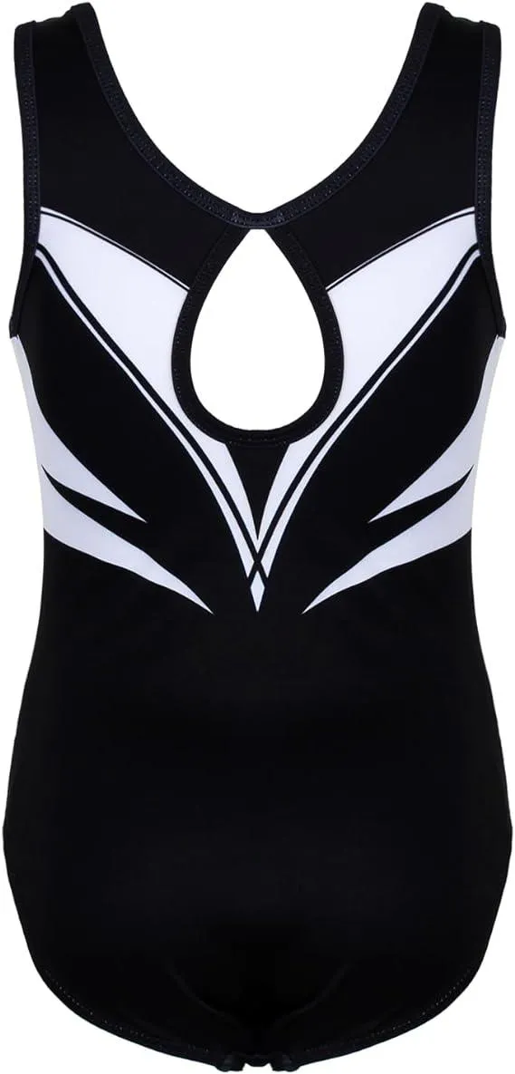 Black and White Starburst Gymnastics Leotard Set