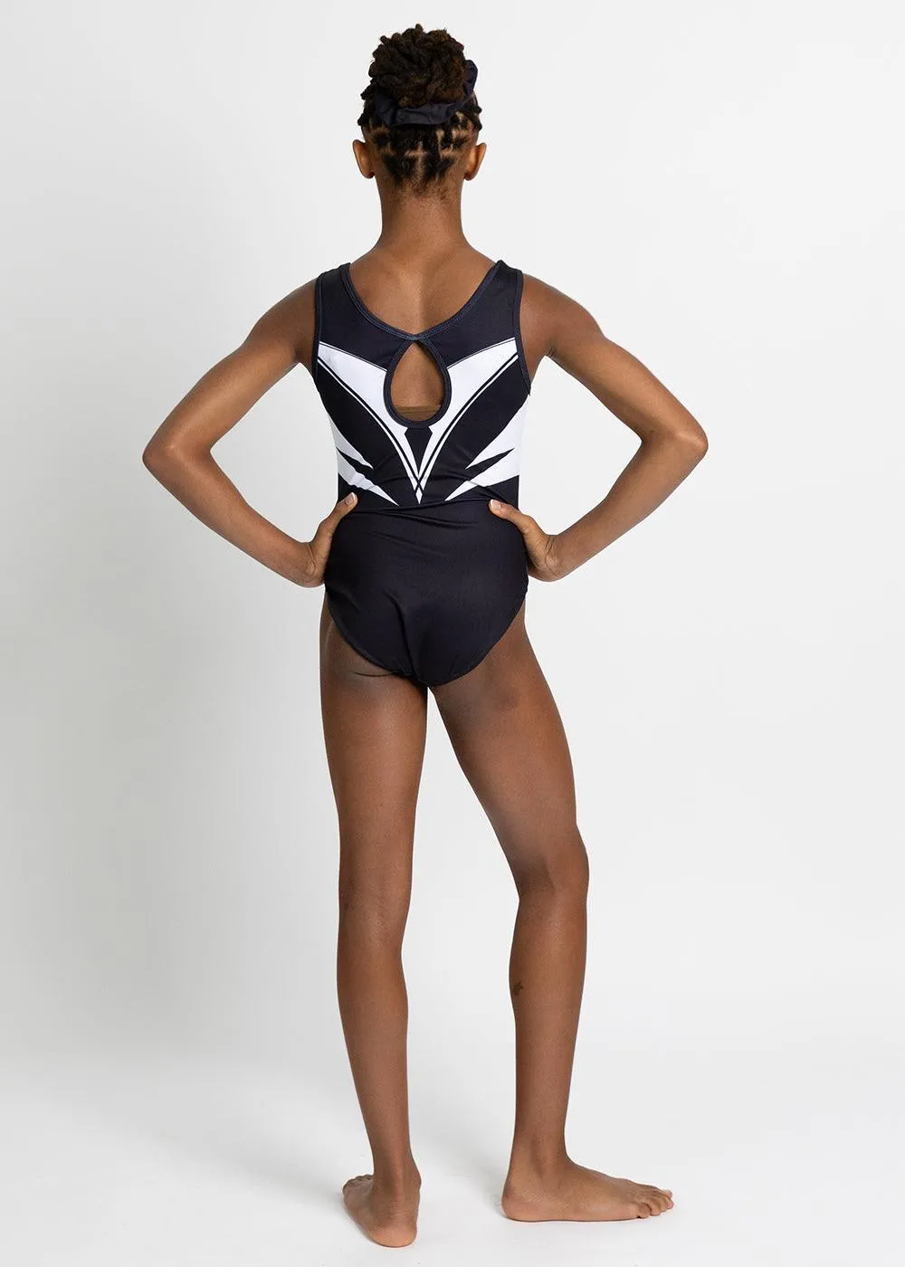 Black and White Starburst Gymnastics Leotard Set