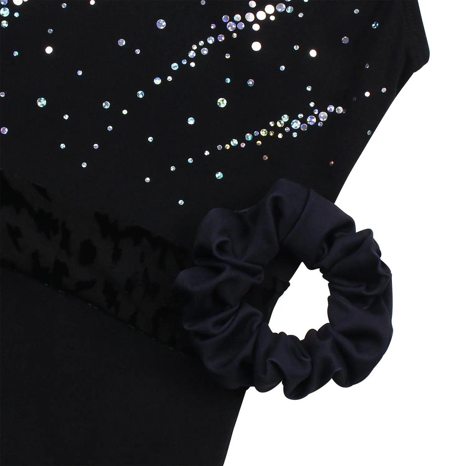 Black Lace Sparkly Sequin Gymnastics Leotards for Girls, Adult, Child With Shorts
