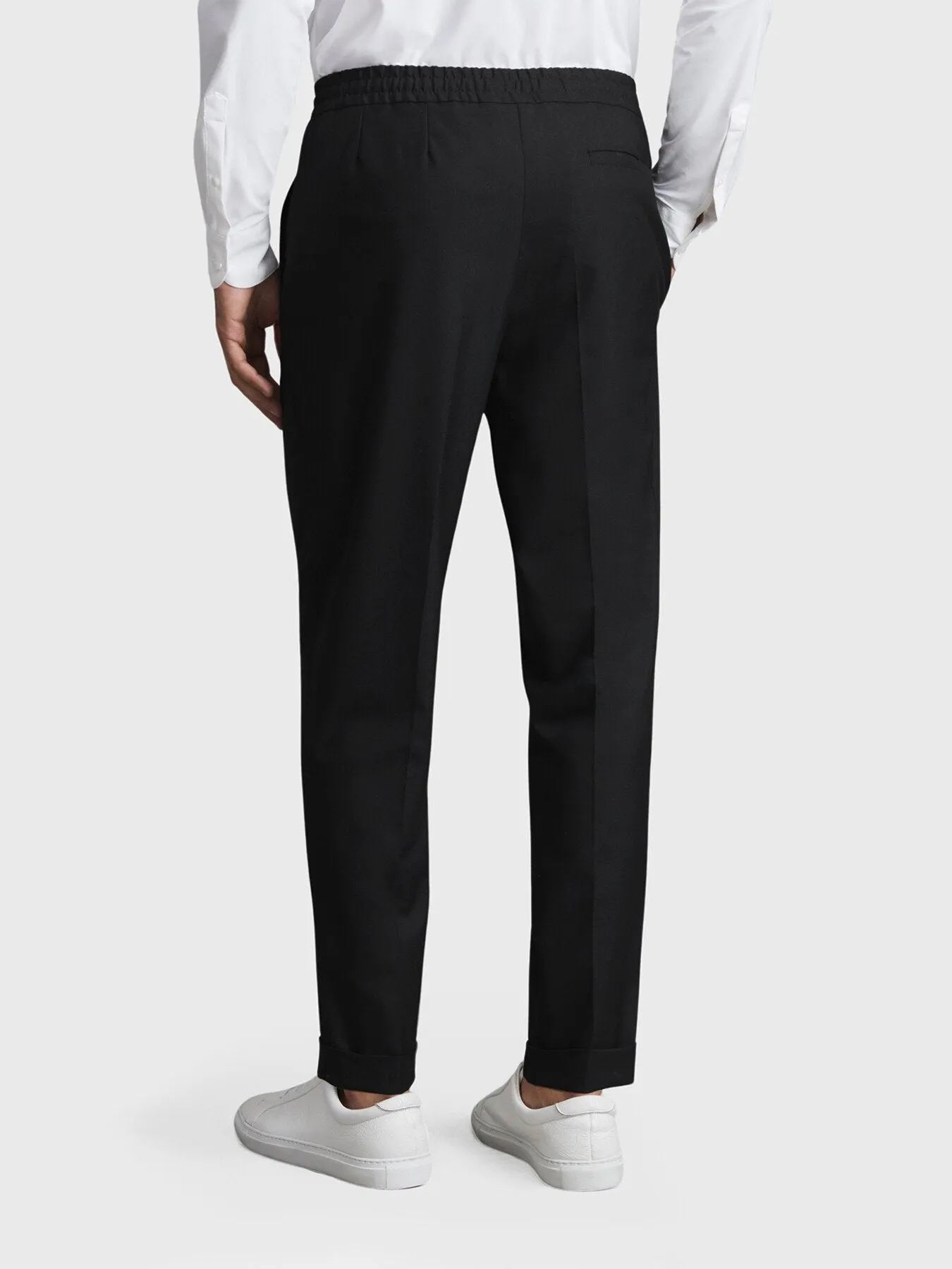 BlackBrighton Relaxed Drawstring Trousers With Turn-Ups