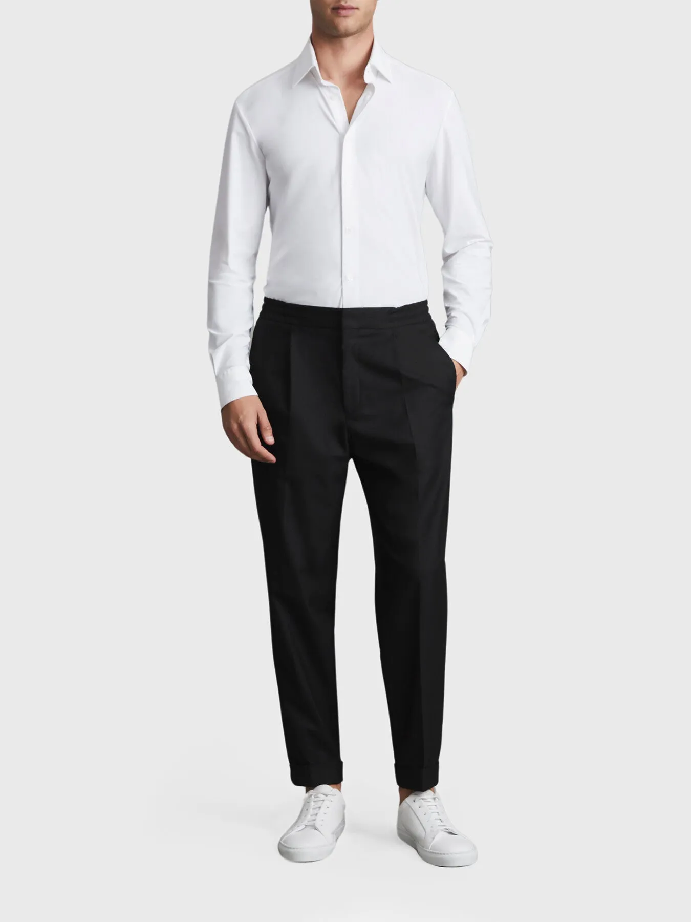 BlackBrighton Relaxed Drawstring Trousers With Turn-Ups
