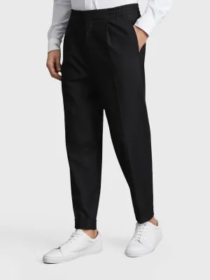BlackBrighton Relaxed Drawstring Trousers With Turn-Ups