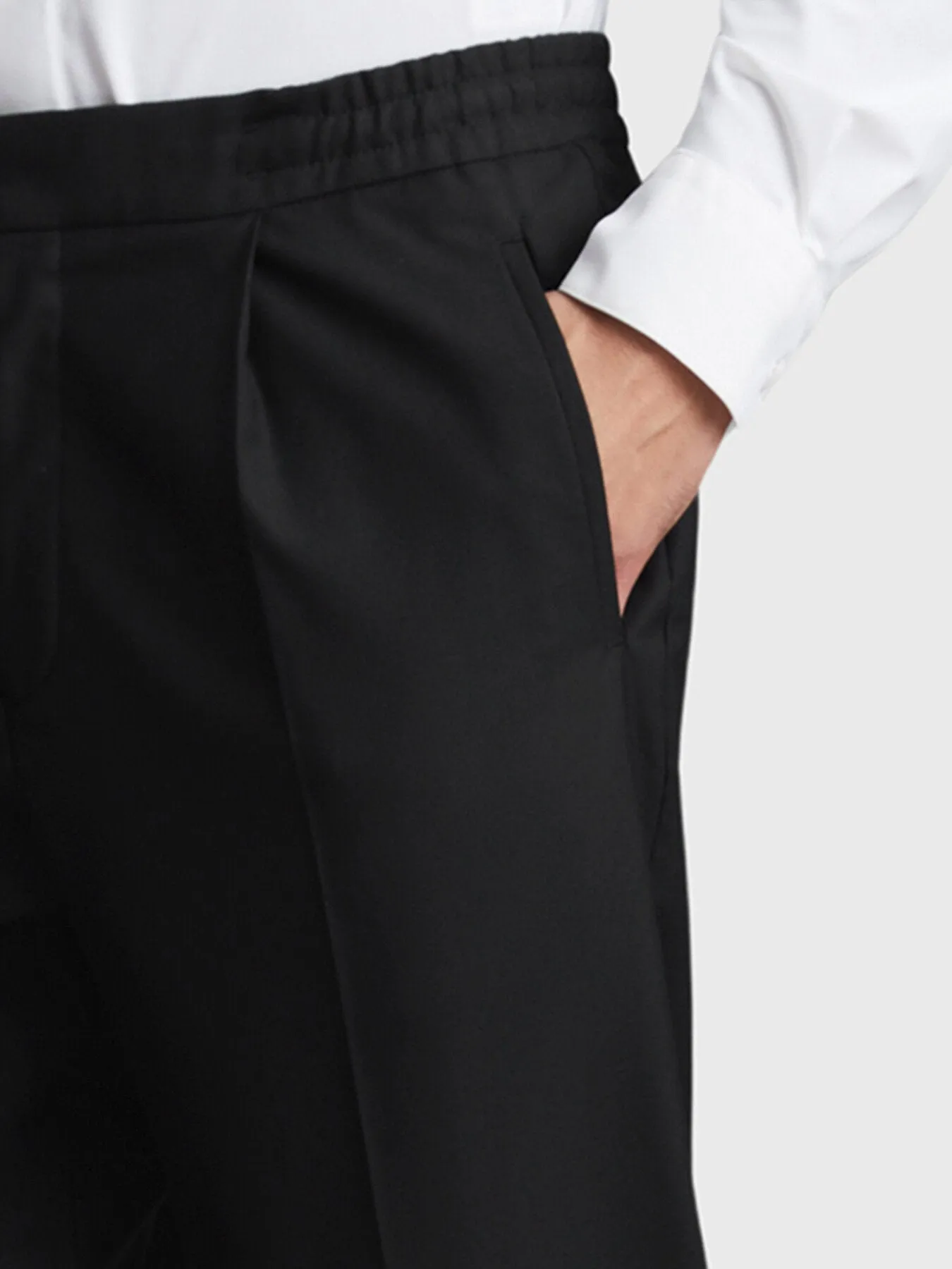 BlackBrighton Relaxed Drawstring Trousers With Turn-Ups