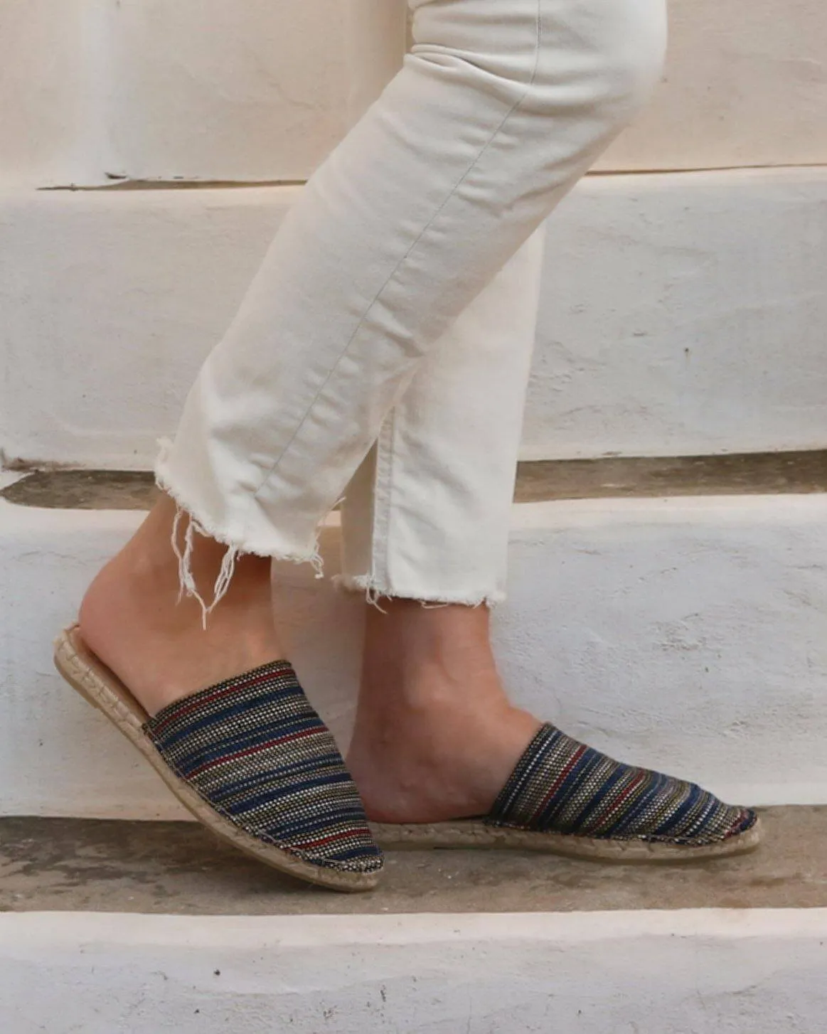 Boho Espadrilles Mules - Blue
