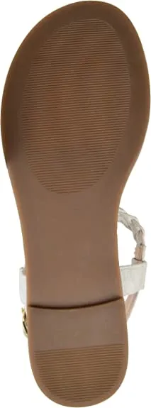 Brinley Co. Womens Braided T-Strap Sandal  Color Grey Size 7M