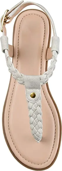 Brinley Co. Womens Braided T-Strap Sandal  Color Grey Size 7M