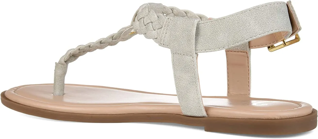 Brinley Co. Womens Braided T-Strap Sandal  Color Grey Size 7M