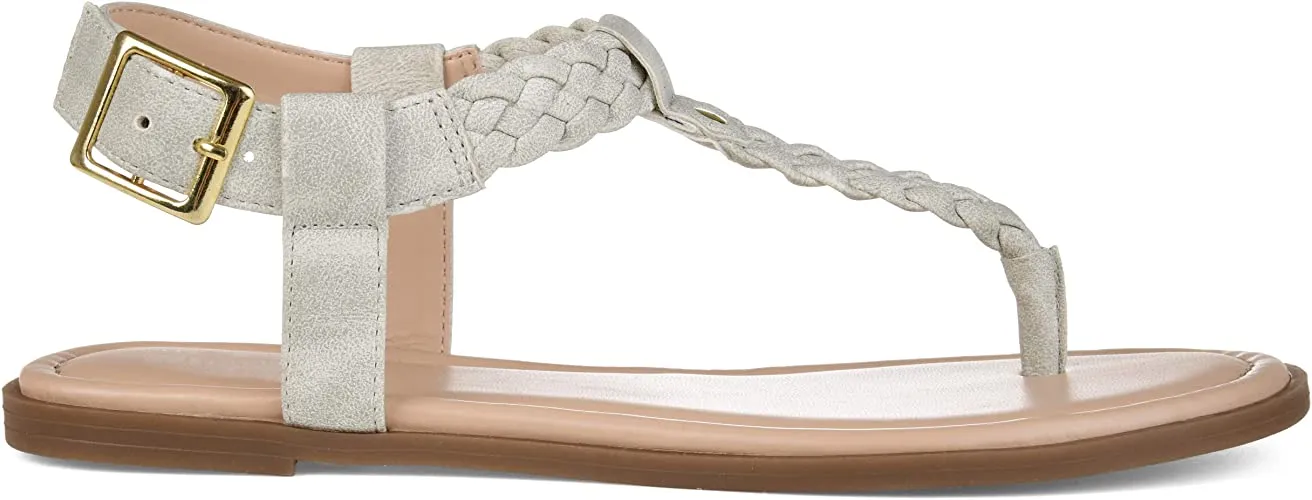 Brinley Co. Womens Braided T-Strap Sandal  Color Grey Size 7M
