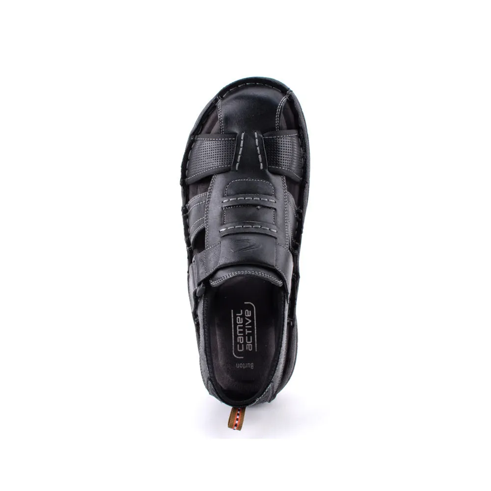camel active Leather Covered Top Sandals Men Black BURTON 892408-ES3SV-1