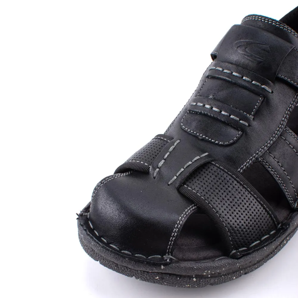 camel active Leather Covered Top Sandals Men Black BURTON 892408-ES3SV-1
