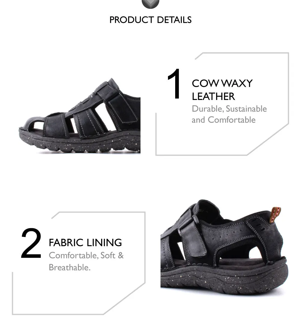 camel active Leather Covered Top Sandals Men Black BURTON 892408-ES3SV-1