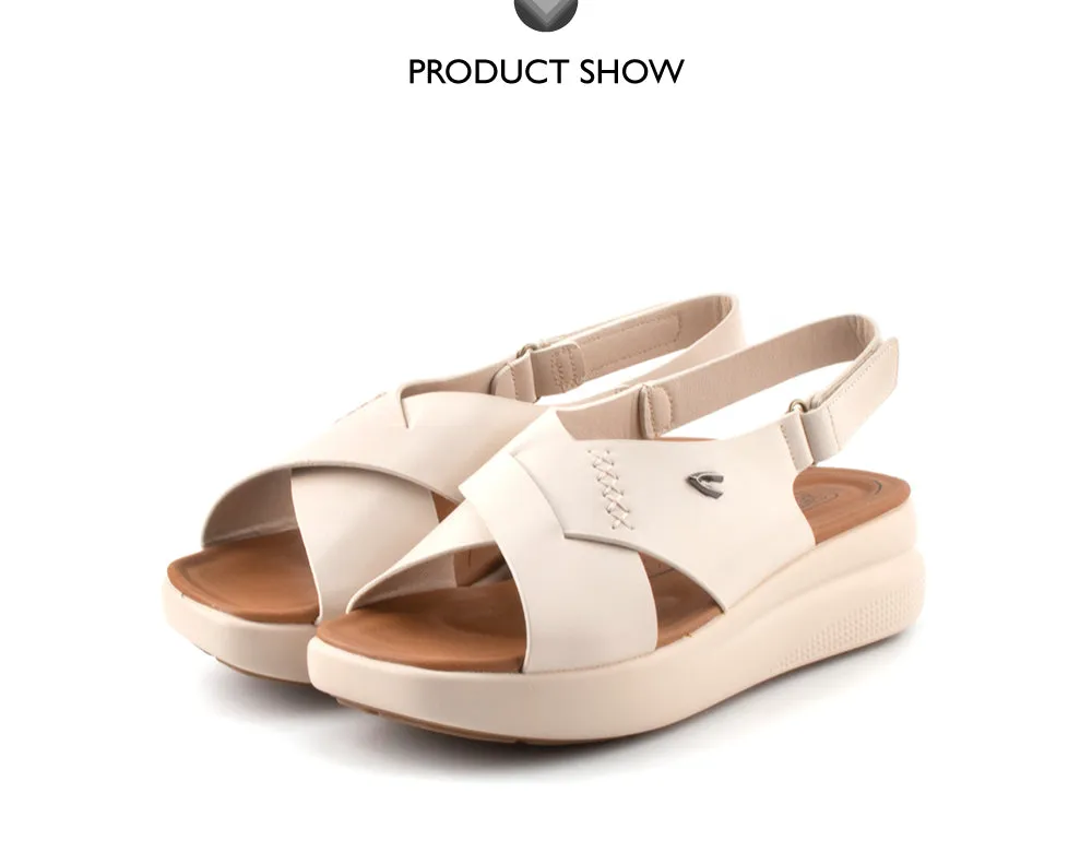 camel active Women Victoria Cross-Strap Comfort Sandals -782401-YR01SV-0-WHITE