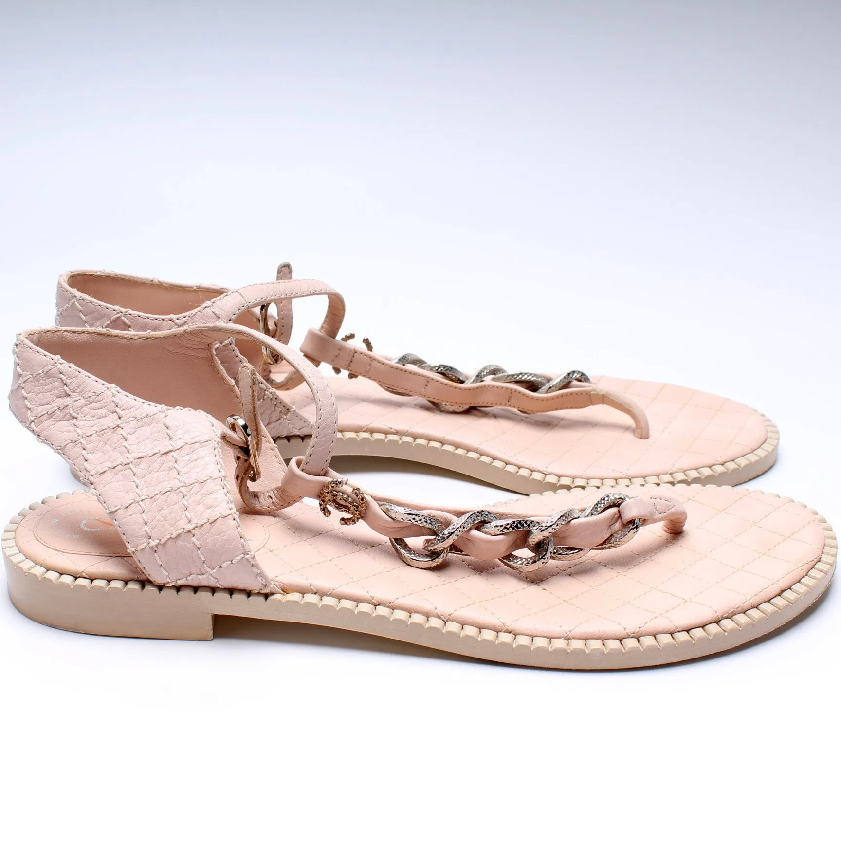 CC Chain T-Strap Sandals Size 40.5