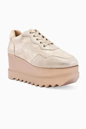 Champagne Gold Groove Signature Wedge Sneakers