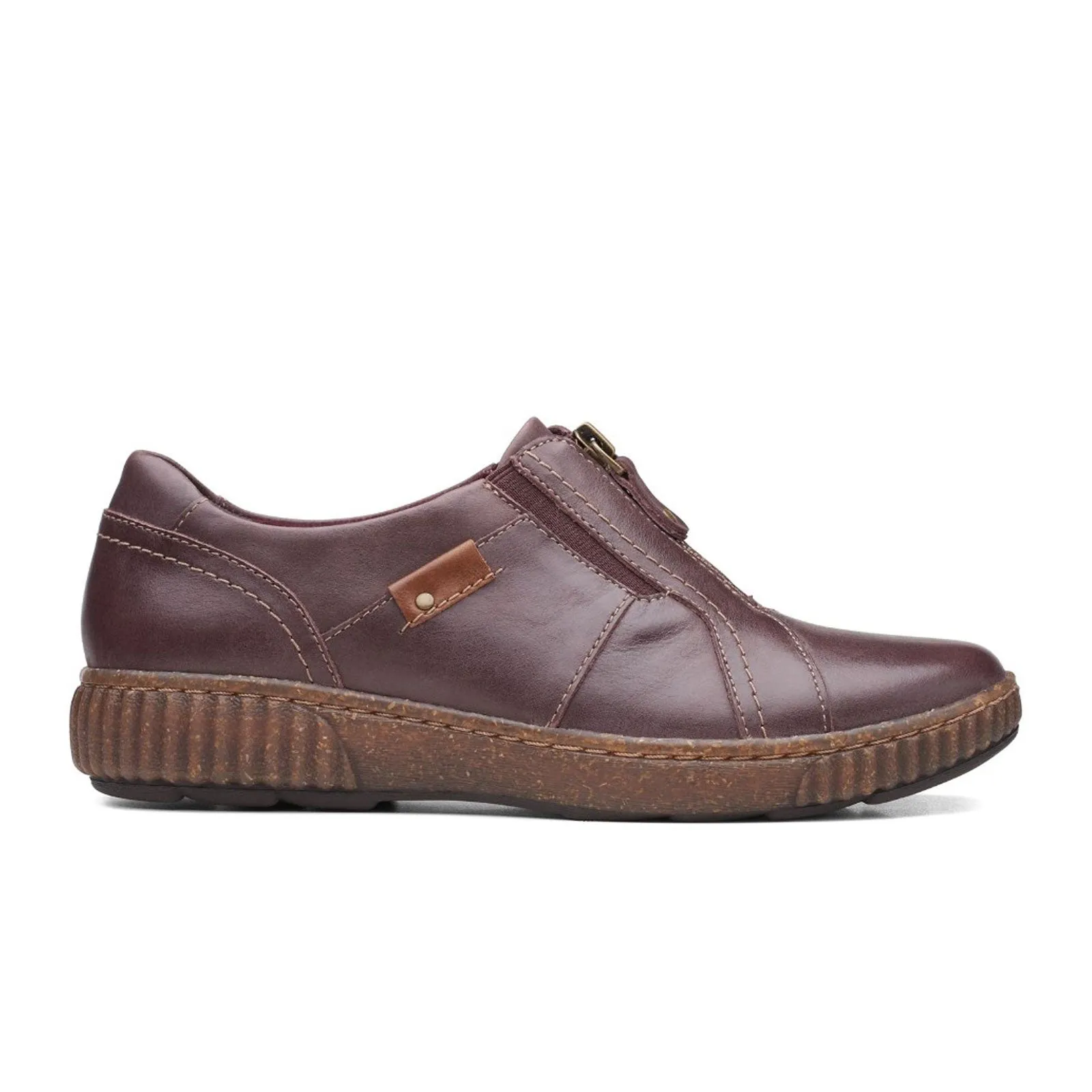 Clarks Magnolia Zip Slip On (Women) - Burgundy Leather