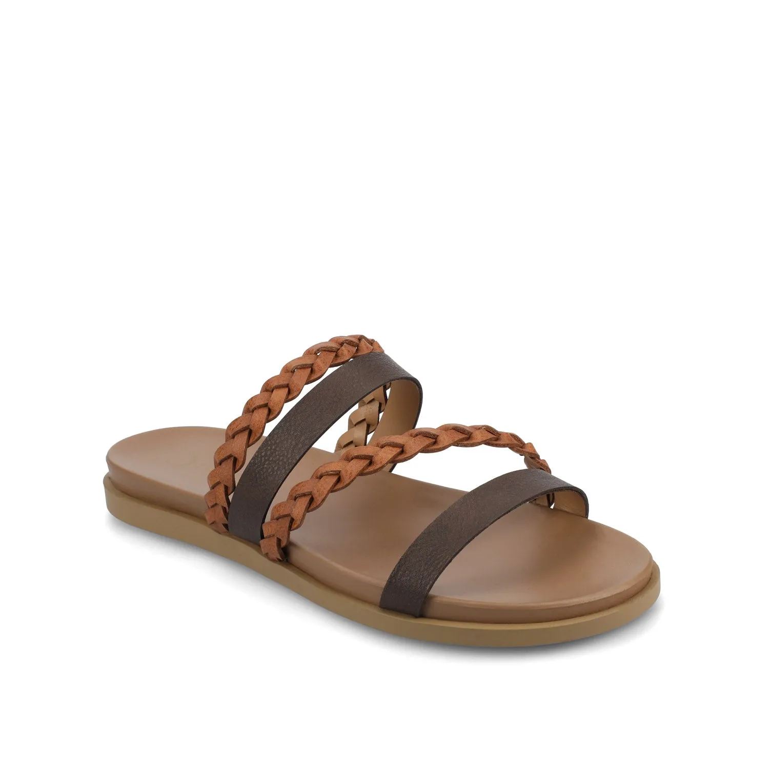 COLETTE SLIDE SANDALS IN FAUX LEATHER