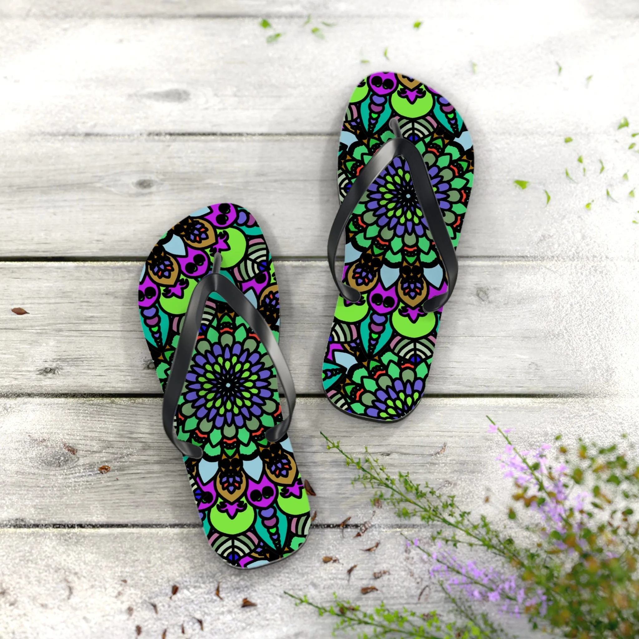 Colorful Mandala Bohemian Flip Flops