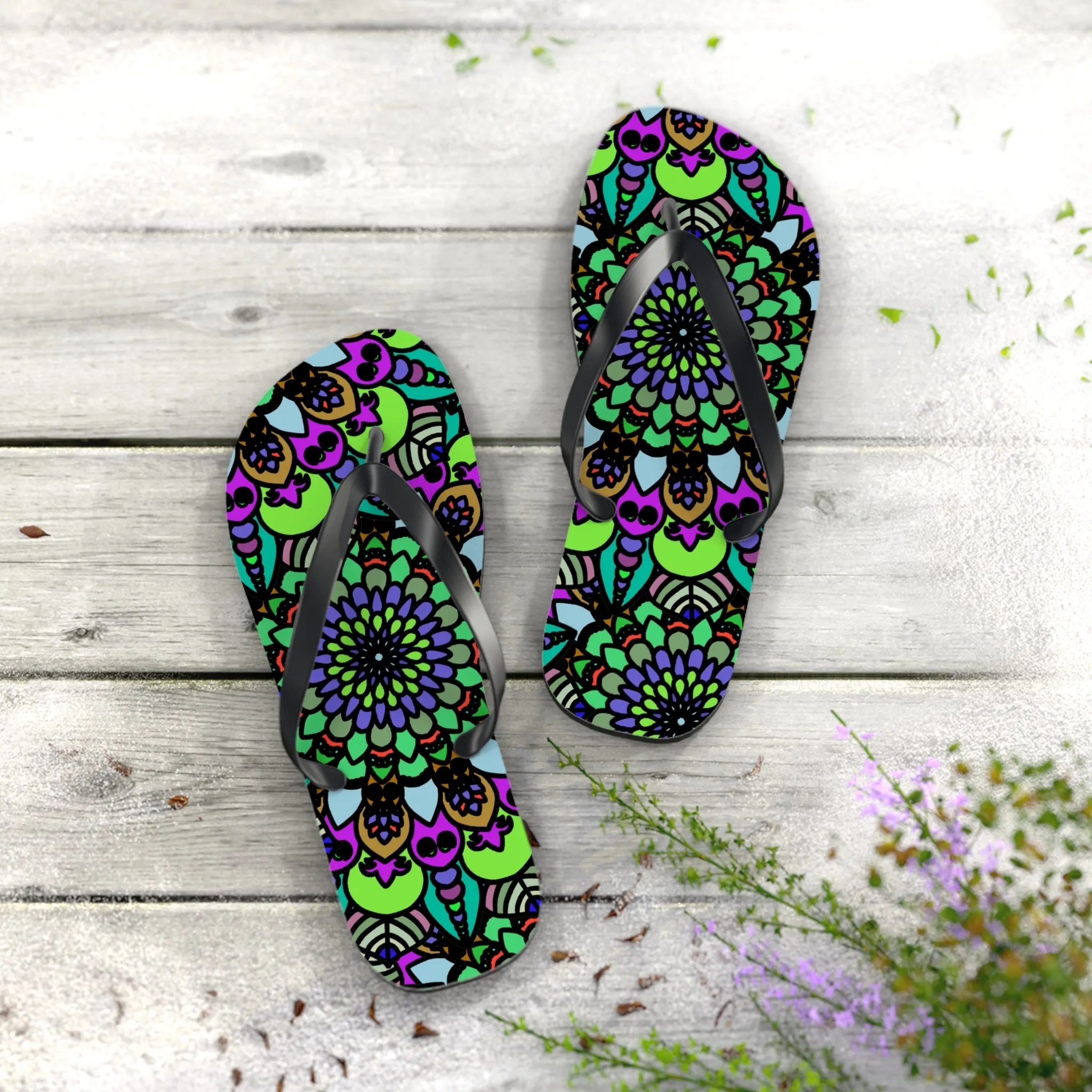 Colorful Mandala Bohemian Flip Flops