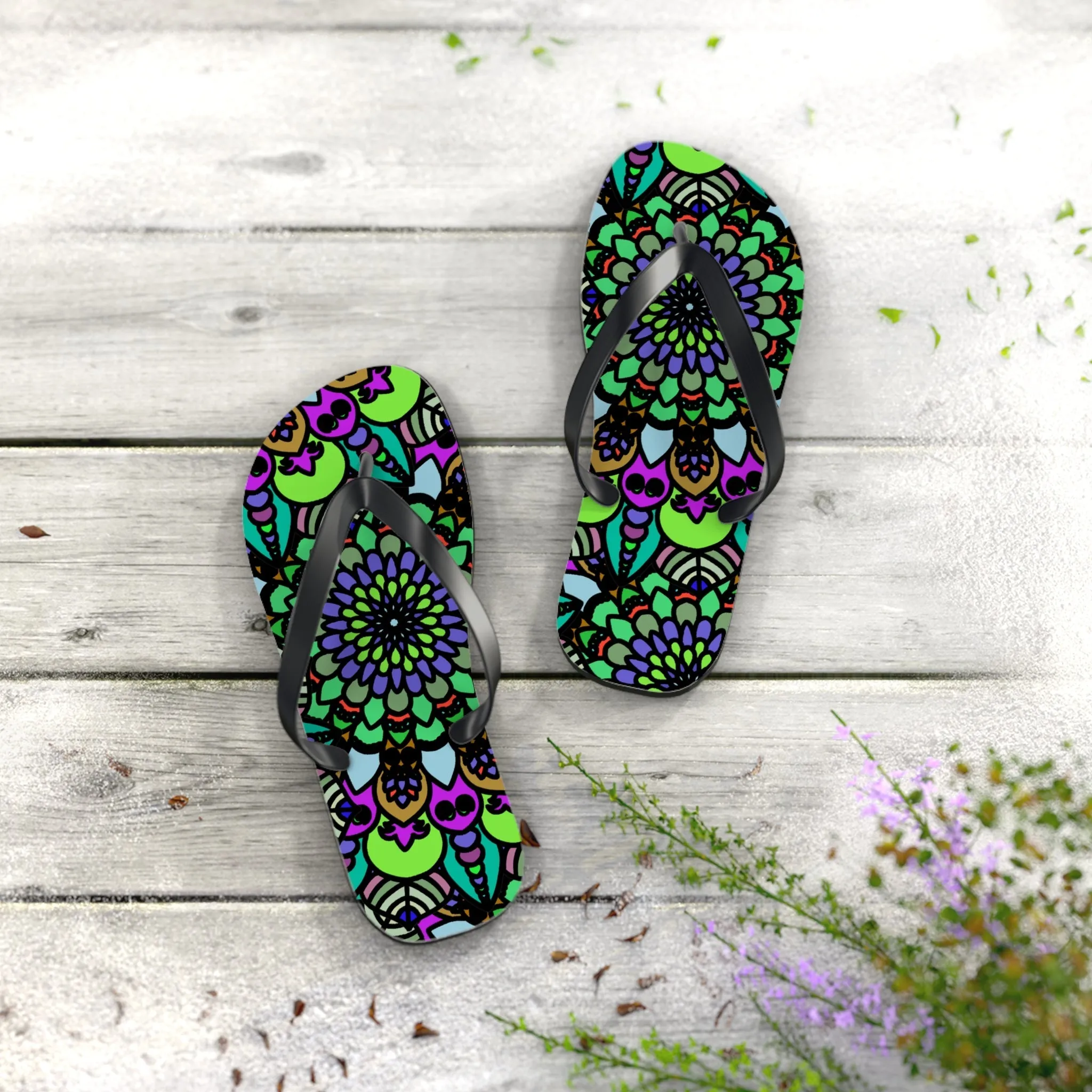 Colorful Mandala Bohemian Flip Flops
