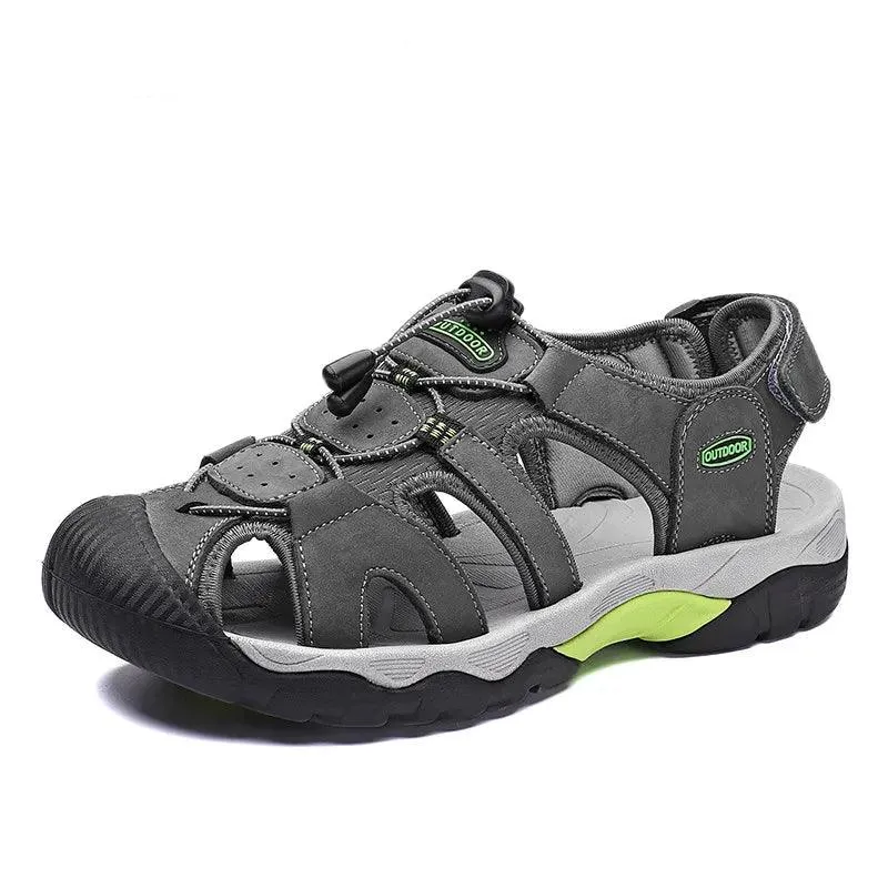 Comfortable Casual Big Size Men Genuine Leather Sandals Vacation Beach Shoes