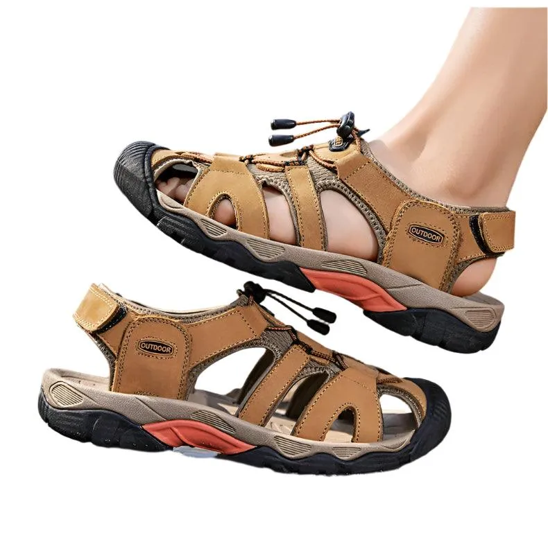 Comfortable Casual Big Size Men Genuine Leather Sandals Vacation Beach Shoes