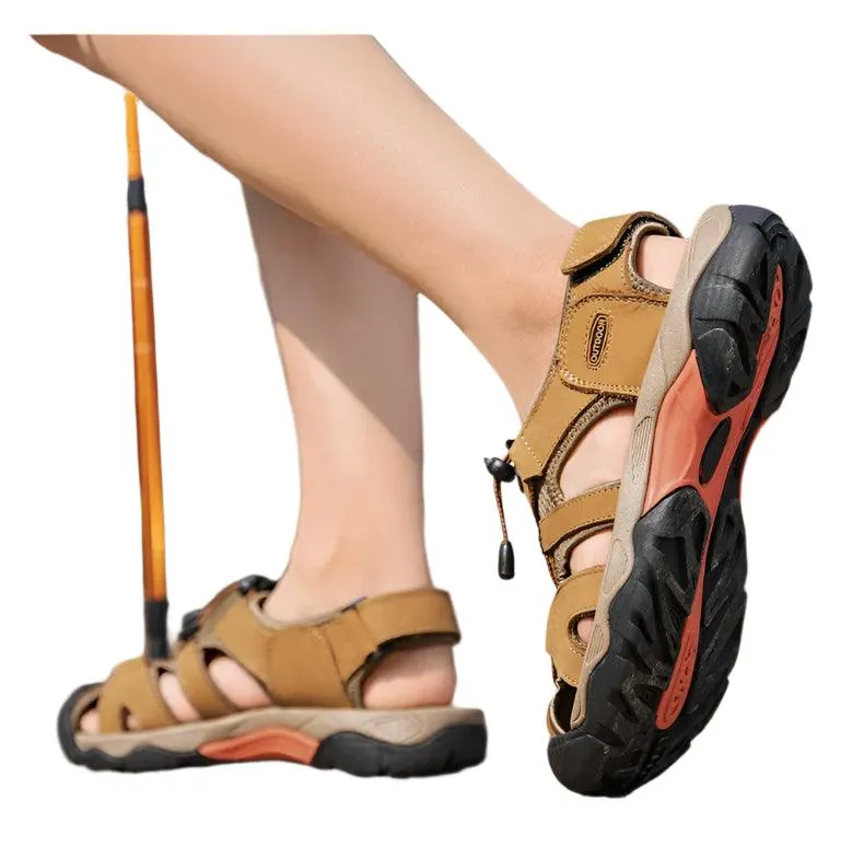 Comfortable Casual Big Size Men Genuine Leather Sandals Vacation Beach Shoes