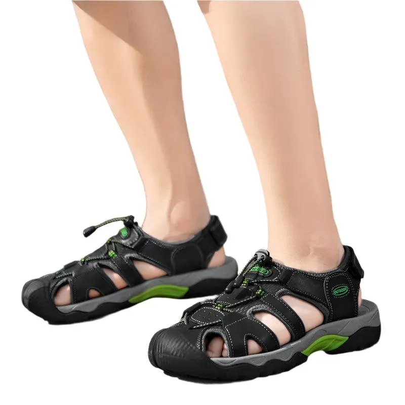 Comfortable Casual Big Size Men Genuine Leather Sandals Vacation Beach Shoes