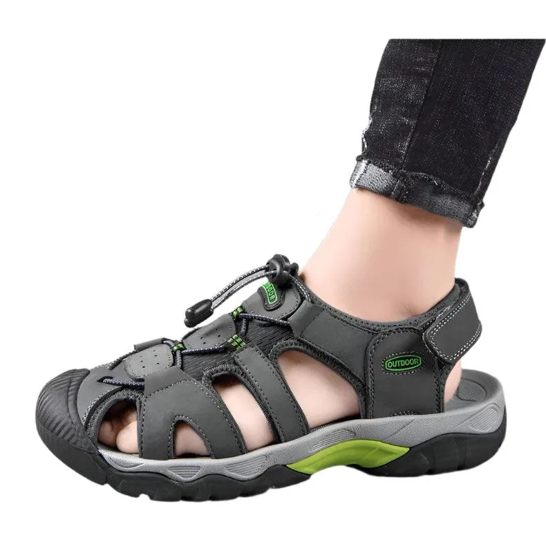 Comfortable Casual Big Size Men Genuine Leather Sandals Vacation Beach Shoes
