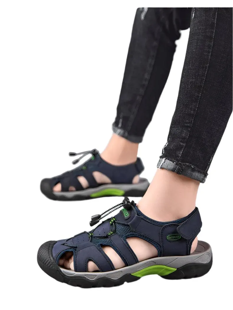 Comfortable Casual Big Size Men Genuine Leather Sandals Vacation Beach Shoes