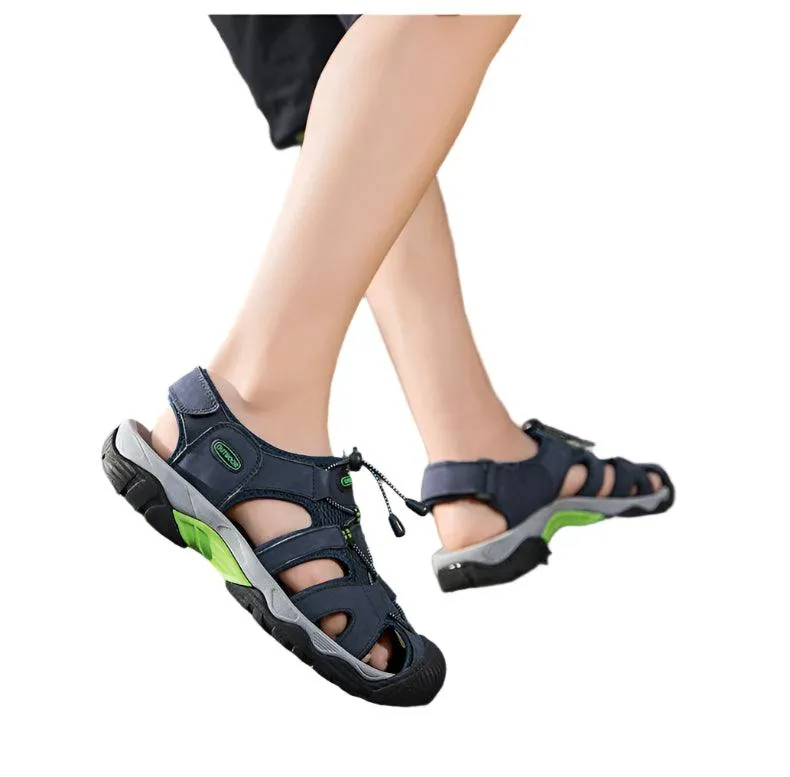 Comfortable Casual Big Size Men Genuine Leather Sandals Vacation Beach Shoes