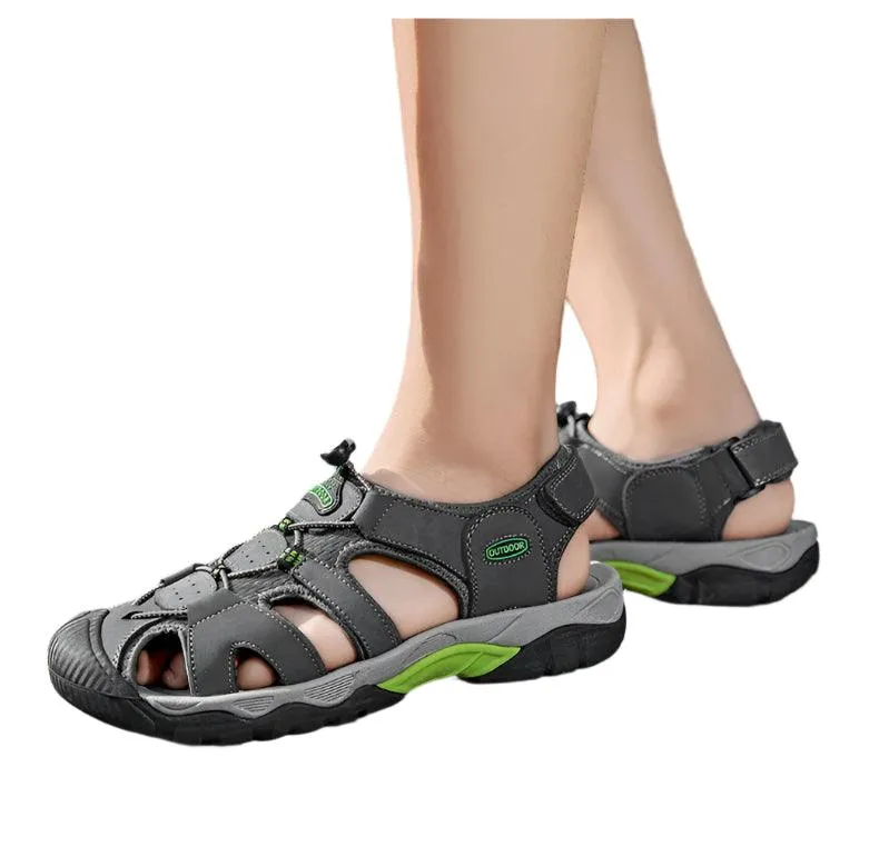 Comfortable Casual Big Size Men Genuine Leather Sandals Vacation Beach Shoes