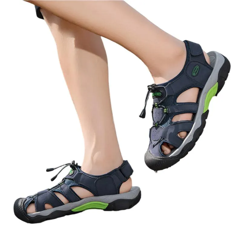 Comfortable Casual Big Size Men Genuine Leather Sandals Vacation Beach Shoes