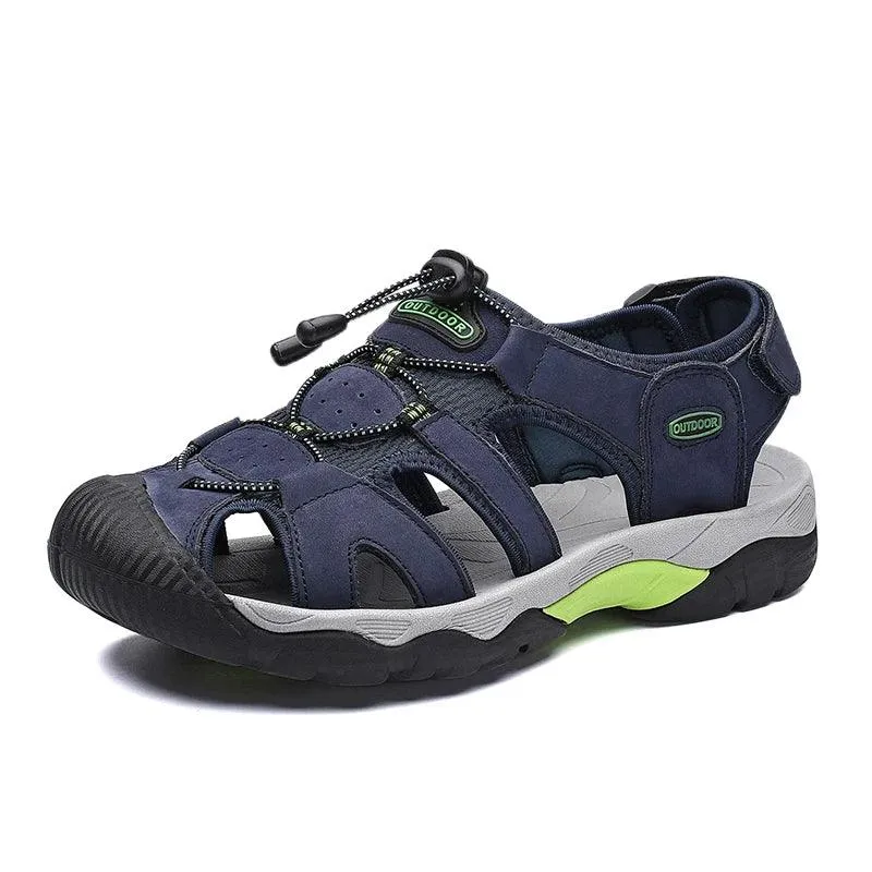 Comfortable Casual Big Size Men Genuine Leather Sandals Vacation Beach Shoes