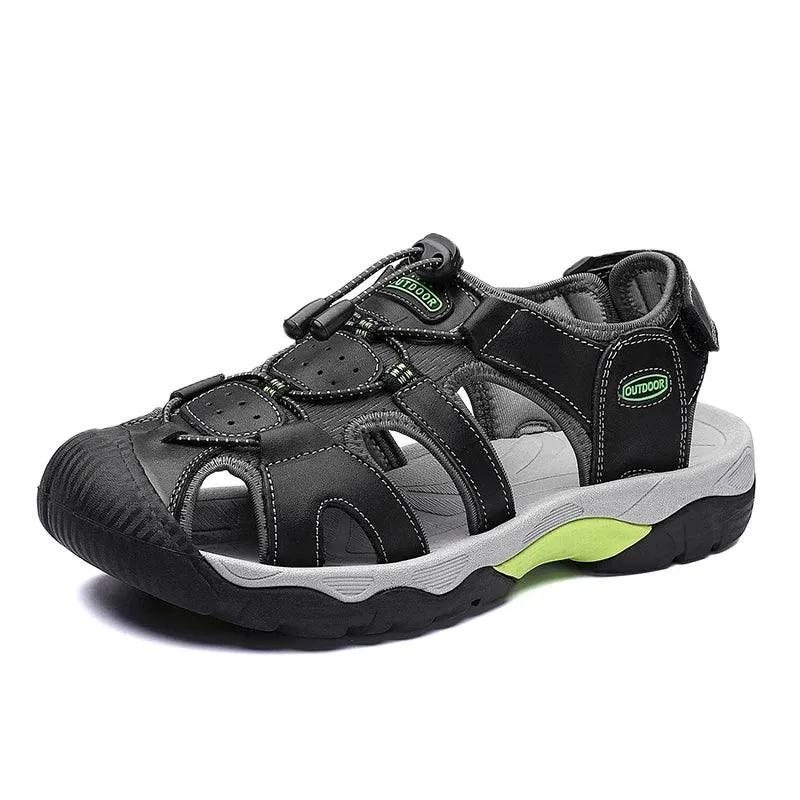 Comfortable Casual Big Size Men Genuine Leather Sandals Vacation Beach Shoes
