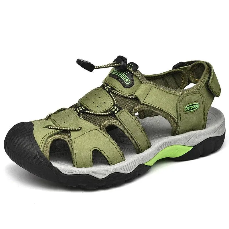 Comfortable Casual Big Size Men Genuine Leather Sandals Vacation Beach Shoes