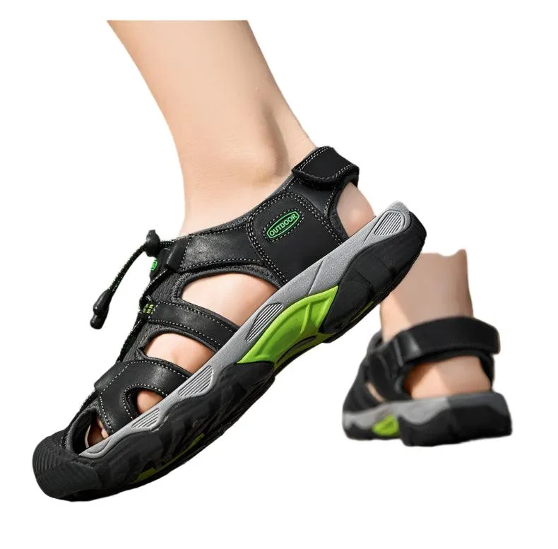 Comfortable Casual Big Size Men Genuine Leather Sandals Vacation Beach Shoes