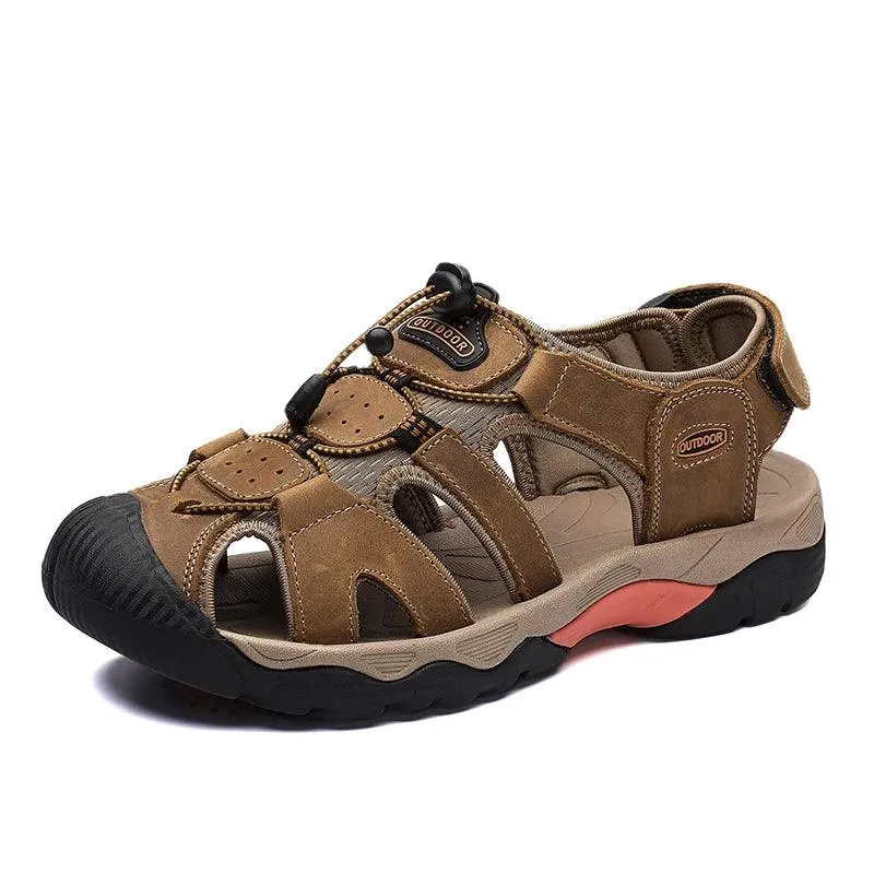 Comfortable Casual Big Size Men Genuine Leather Sandals Vacation Beach Shoes