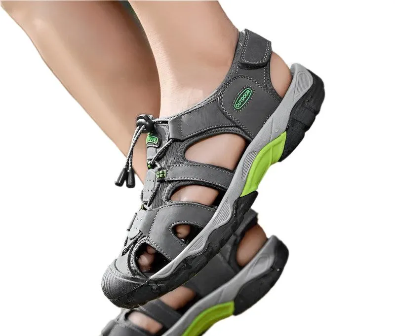 Comfortable Casual Big Size Men Genuine Leather Sandals Vacation Beach Shoes