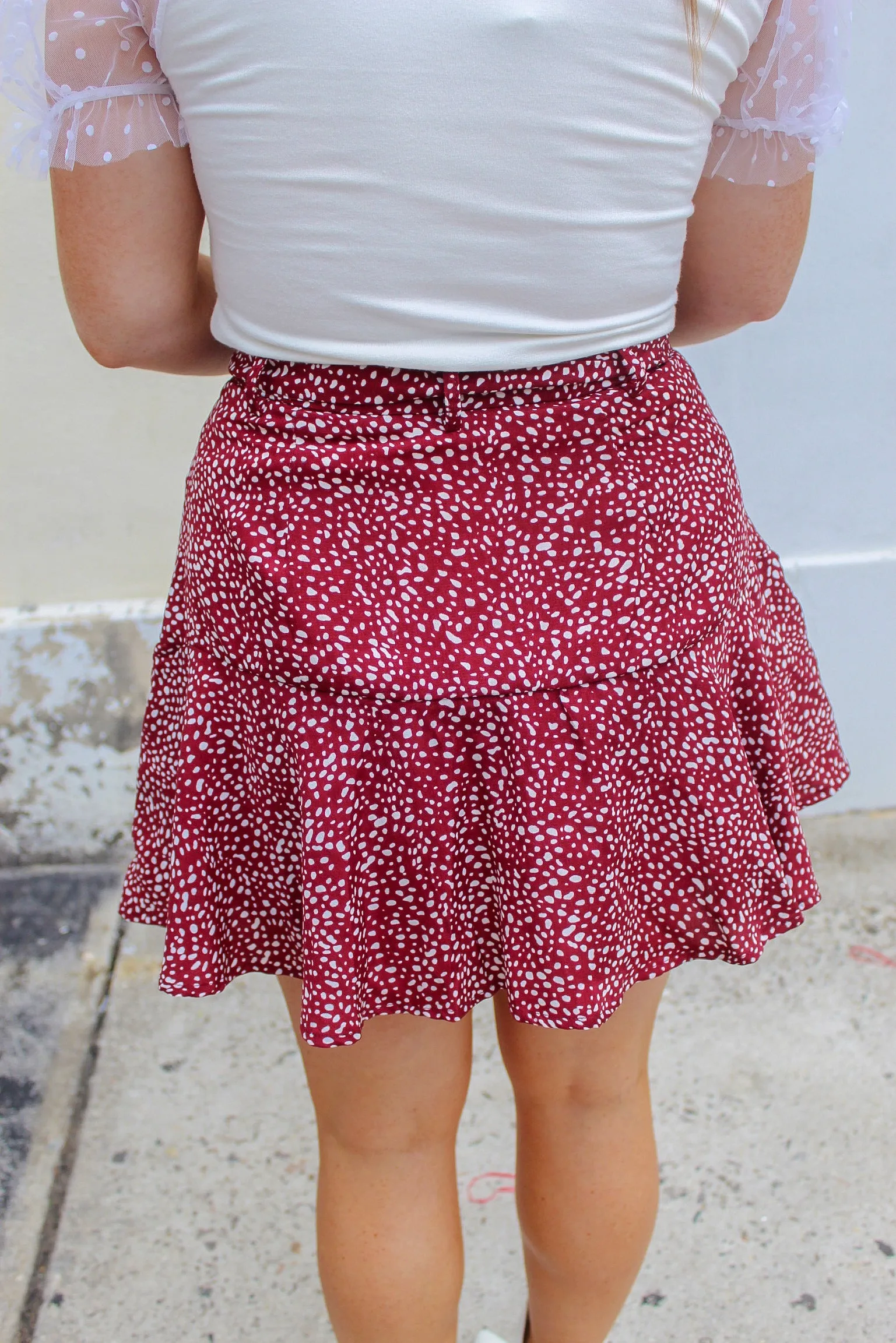 Emerson Polka Dot Skort- Wine