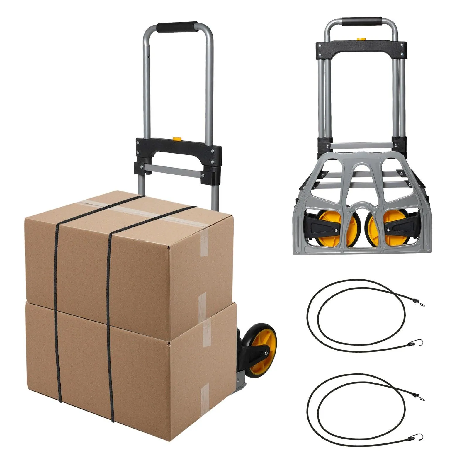 Folding Hand Truck Dolly Hand Cart Aluminum with Telescoping Handle, 330lbs Capacity