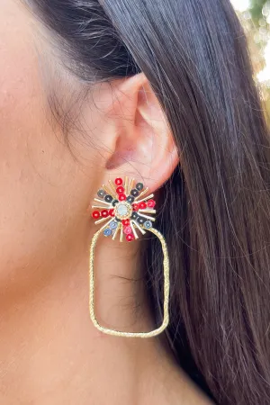 Gameday Sequin Sunburst Hoops in Red/Black by Taylor Shaye
