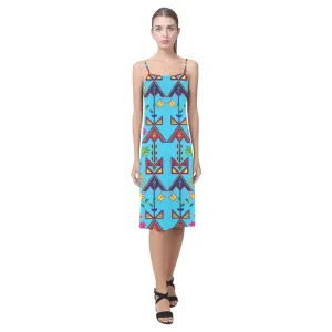 Geometric Floral Spring - Sky Blue Alcestis Slip Dress