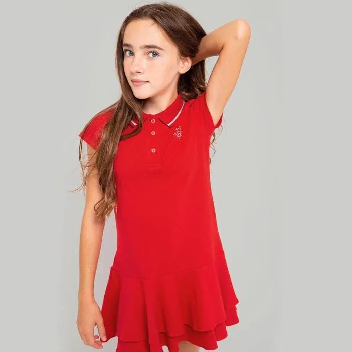 Girls Red Polo Dress
