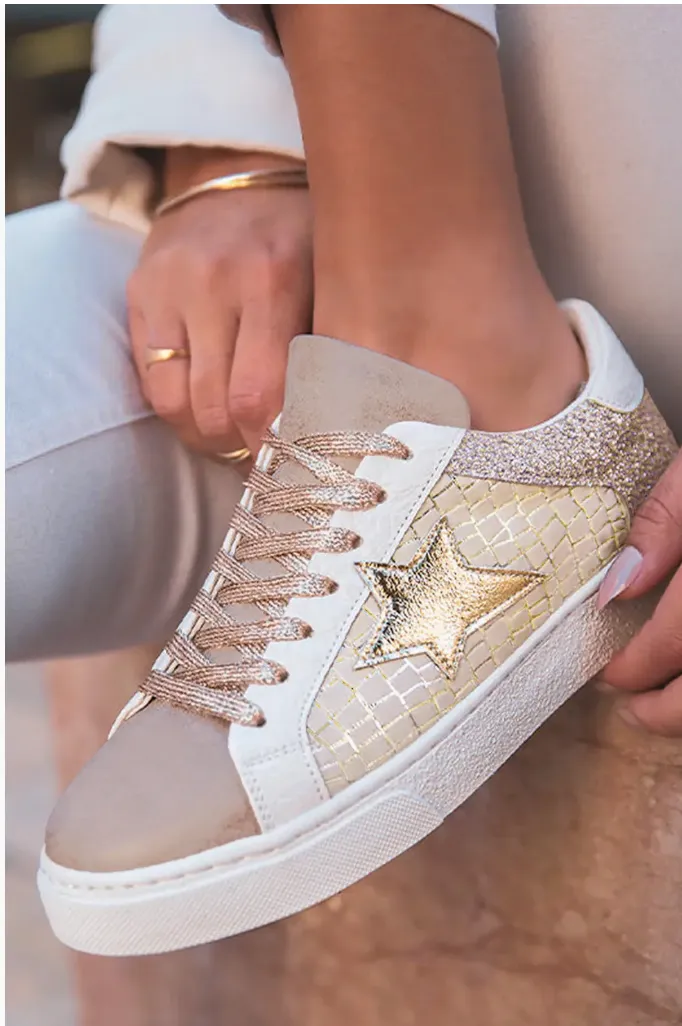 Glitter Star Patchwork Sneakers